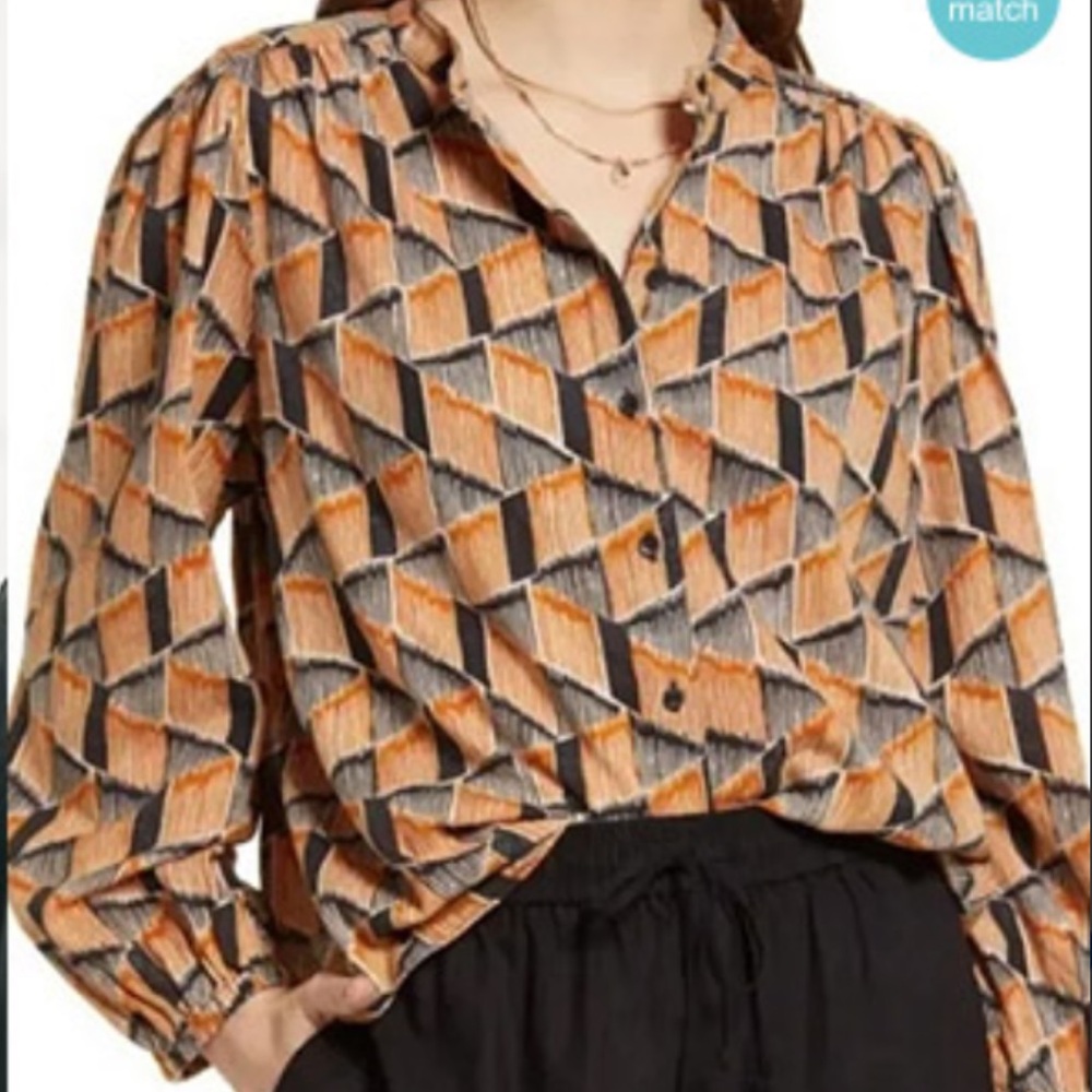 Treasure & Bond Orange Printed Blouse